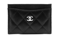CHANEL Grained Calfskin Card Holder Regular Women's Black
