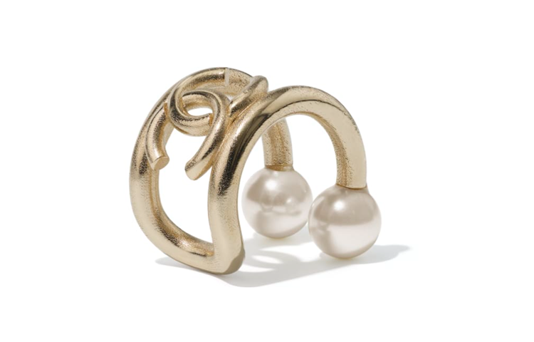 CHANEL Earrings Women's Gold/Pearl White