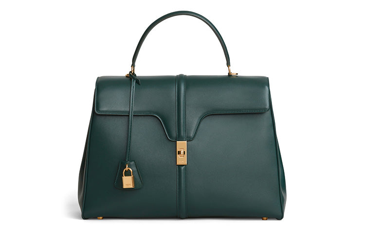 CELINE 16 Calfskin Shoulder Bag Crossbody Bag Handbag Large Size Women's Dark Green