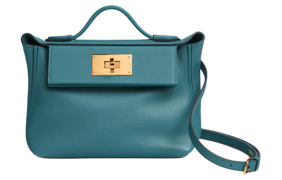 HERMES 24/24 Evercolor With Swift Calfskin Handbag Shoulder Bag Crossbody Bag Mini Women's New Denim Blue