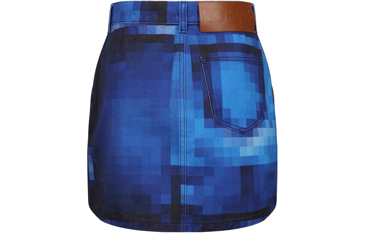 LOEWE Pixel Collection SS23 Denim Dress Women's Mosaic, Blue