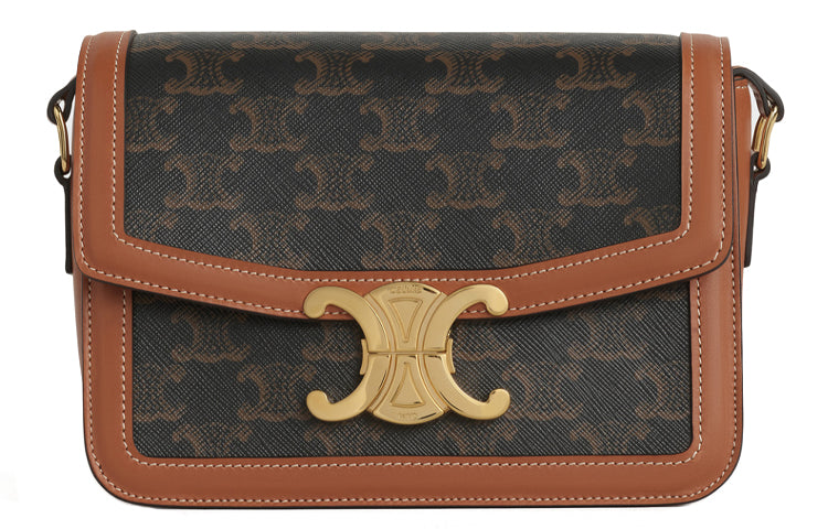 CELINE Triomphe Canvas With Leather Shoulder Bag, Handbag, Shoulder Bag, Crossbody Bag Trumpets Unisex