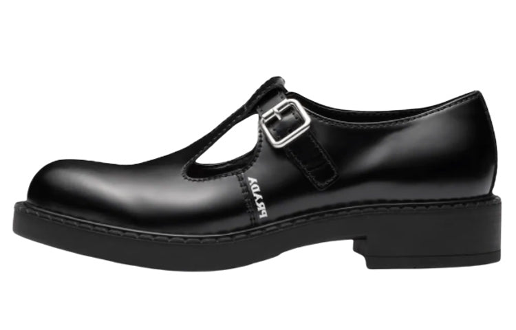 PRADA Brushed-leather Mary Jane Shoes
