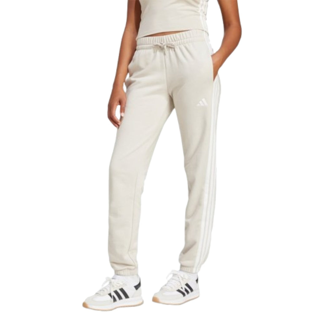 (WMNS) adidas Essentials 3-Stripes French Terry Cuff Pants 'White' JE0049