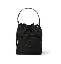 PRADA Duet Re-Nylon bucket bag 'Black Gold' 1BH038-RV44-F0002
