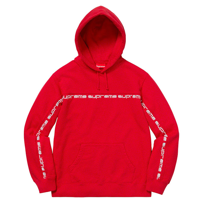 Supreme Text Stripe Hooded Sweatshirt SP-FW18SW43-RD