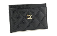 CHANEL Cow Leather Card Holder Women's Black