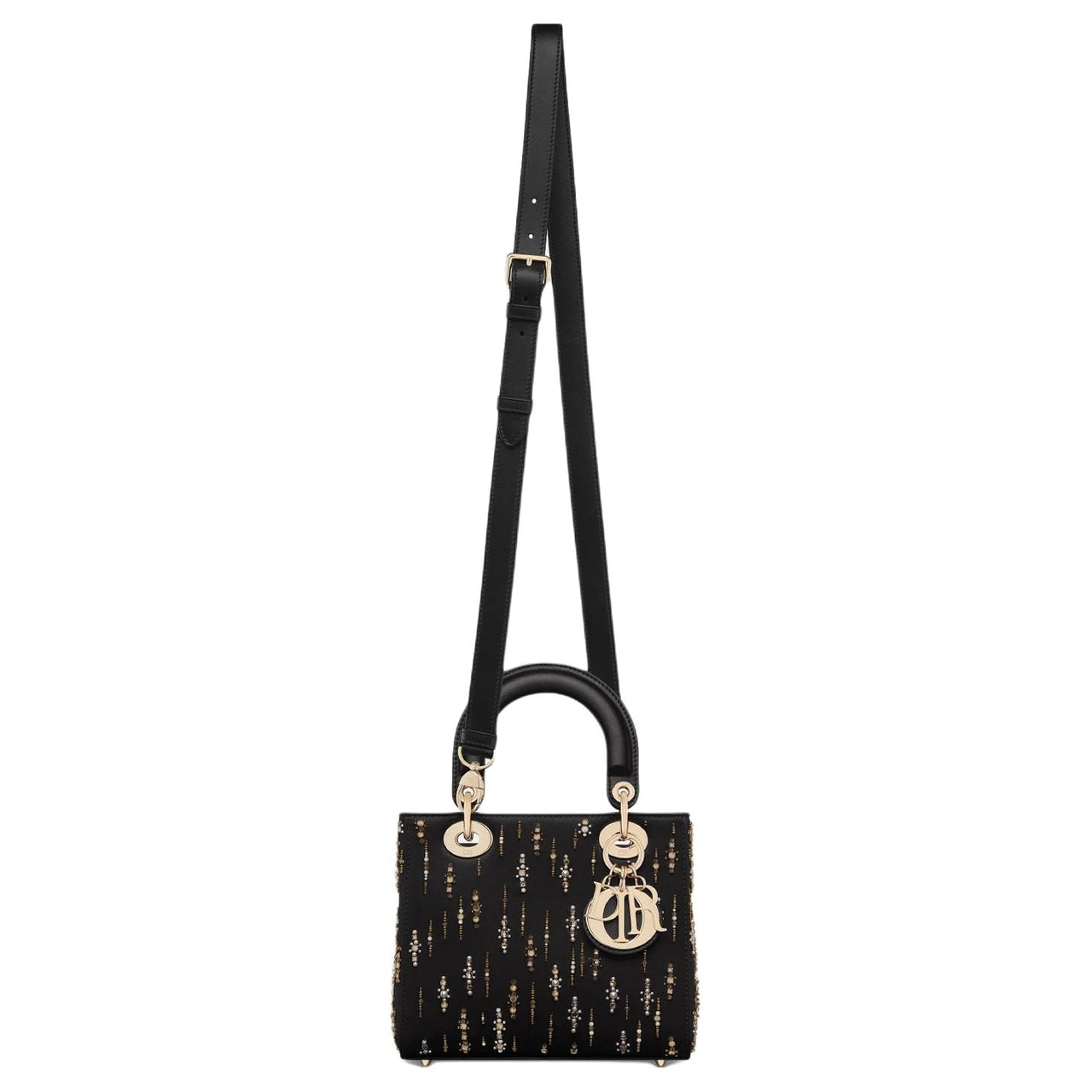 DIOR Lady Dior Fabric Shoulder Bag, Crossbody Bag, Handbag Small Size Women's Black