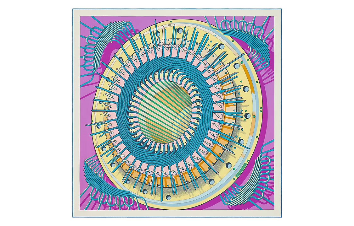 HERMES Silk Scarves Women's Purple/Blue