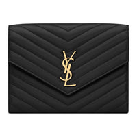 SAINT LAURENT Sheepskin Envelope Bag Clutches Women's Black