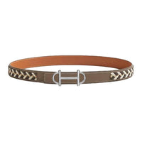 HERMES Rose Gold-Plated Leather Belts Unisex Heather Gray/Multicolor Width: 2.4cm