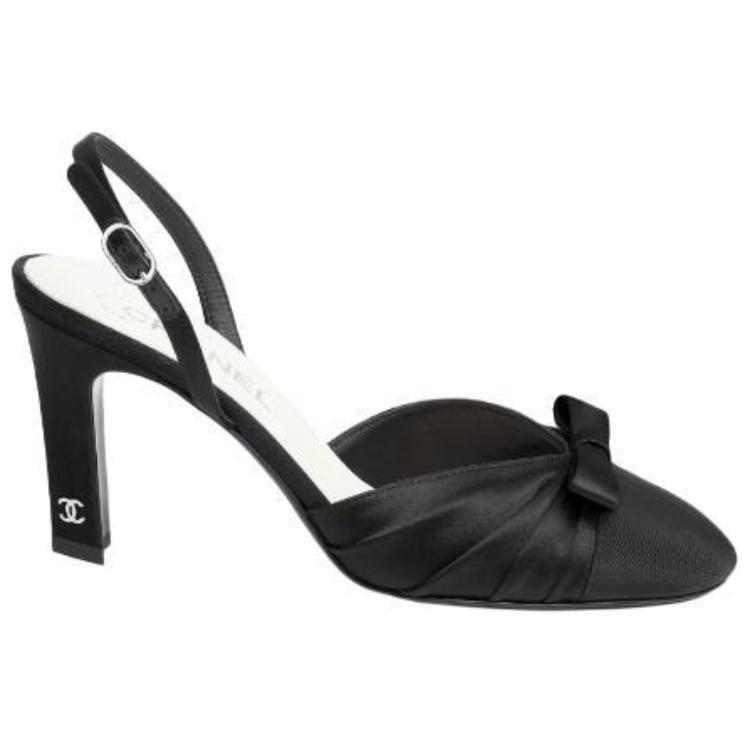 CHANEL 24B Chunky Heel High Heels 8.5cm Women's Black