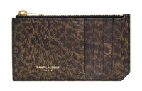 SAINT LAURENT Calfskin Card Holder Regular Men's Black & Brown