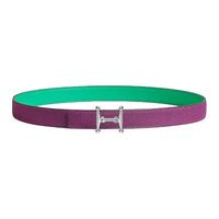 HERMES Calfskin Leather Belts Women's Purple Width 2.4CM