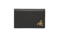 PRADA Leather Card Holder Coin Purse Unisex Black