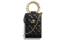 CHANEL Classic Sheepskin Square Box Cell Phone Pouch Shoulder Bag Crossbody Bag Women's Black