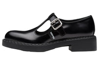 PRADA Brushed leather Mary Jane T strap Shoes 'Black' Women's