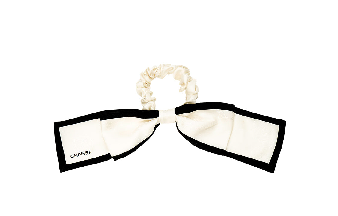 CHANEL Hair Ties Women's Ivory White/Black