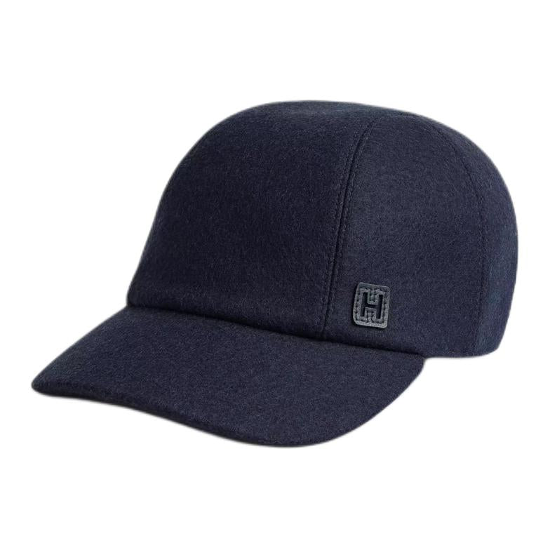 HERMES Wool Polyamide Baseball Caps Men's Black