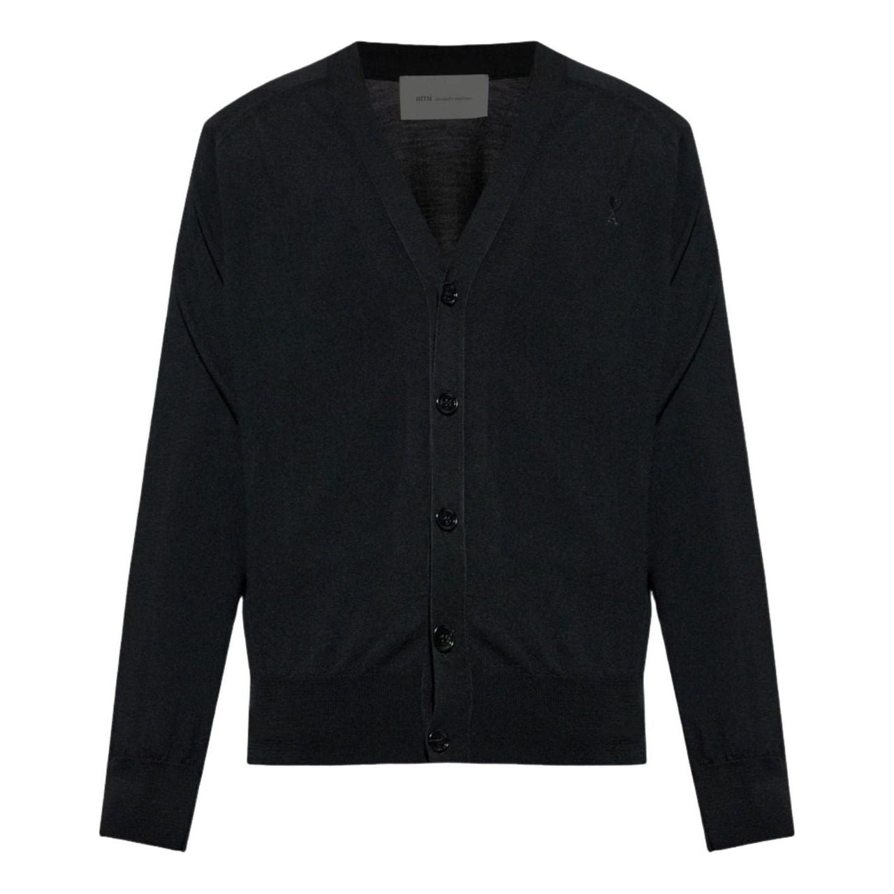 AMI Tone-on-Tone Heart Logo Cardigan 'Black' HKC384-KN0039-0180