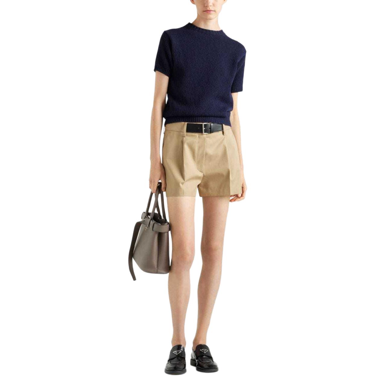 PRADA Belted Twill Shorts