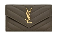 SAINT LAURENT Lambskin Card Holder Women's Light Musk