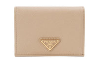 PRADA Leather Wallet Small Size Women's Beige