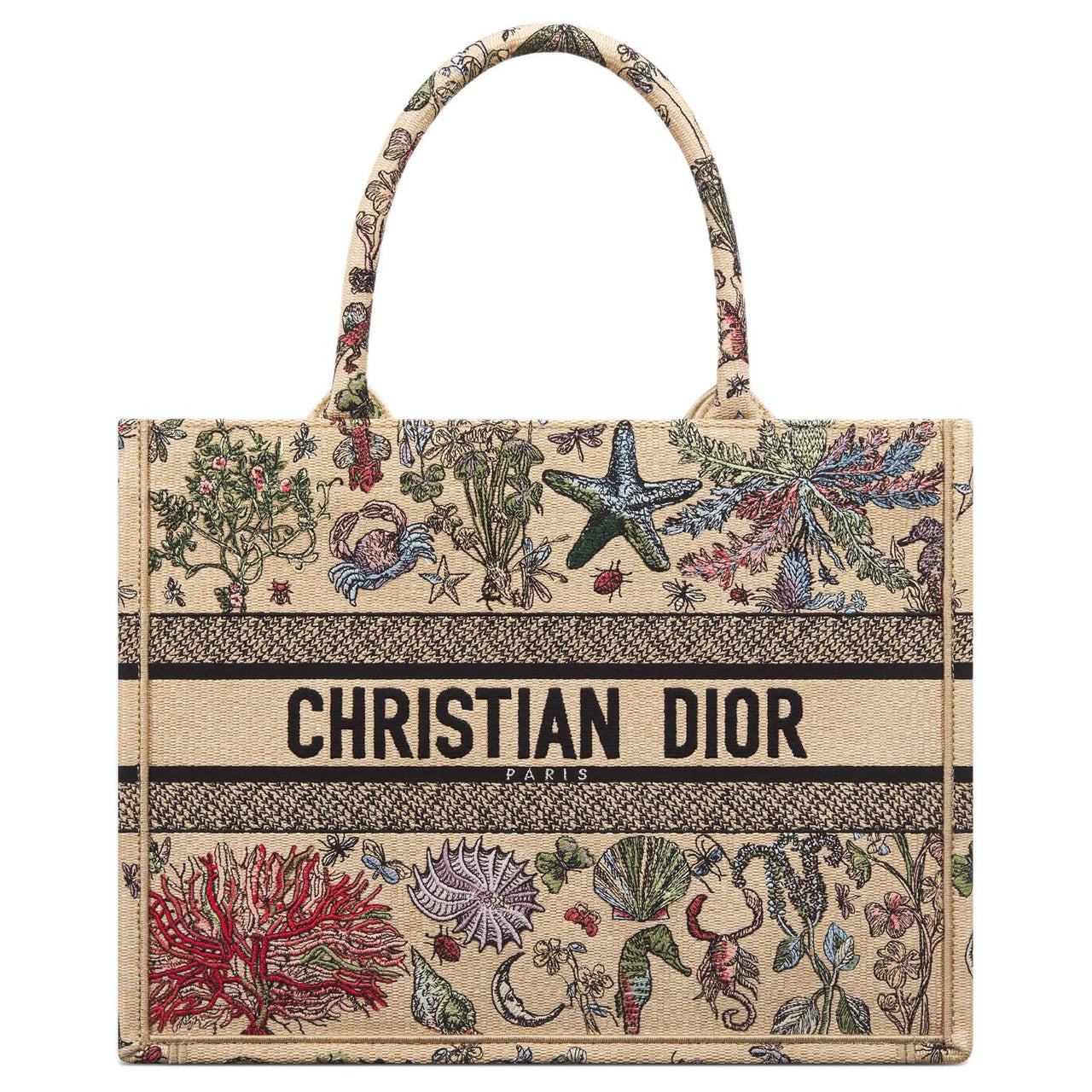DIOR Cotton Tote Bag Shopping Bag Handbag Medium Size Women's Beige