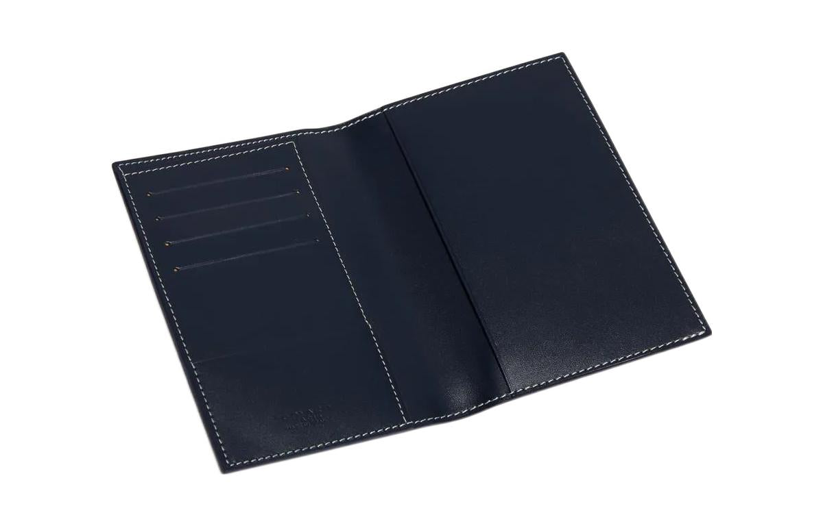 GOYARD Grenelle Canvas With Calfskin Dog's Teeth Card Holders Passport Holders Unisex Marine Blue