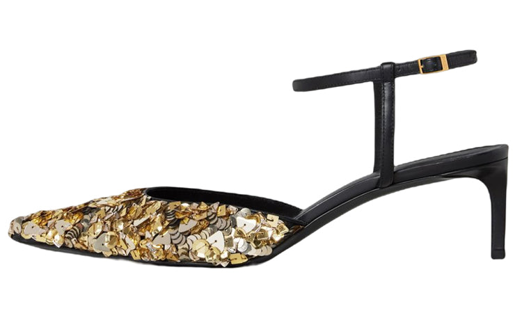 CELINE Kitten Slim Heel Stylish Sandal Women's Gold