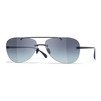 CHANEL Titanium Aviator Sunglasses Unisex Blue