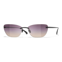 CHANEL Titanium Cat Eye Sunglasses Unisex Black