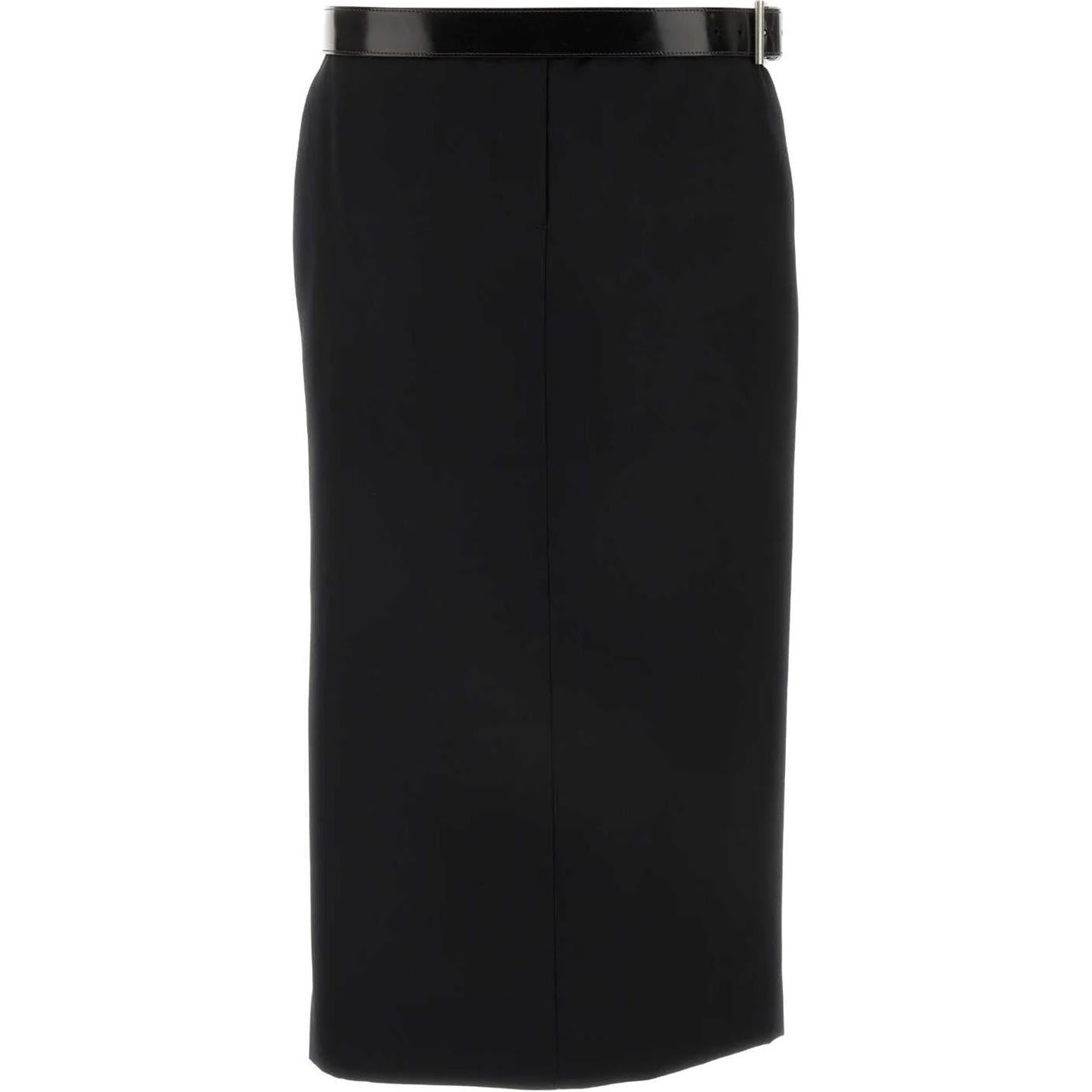 PRADA Belted Straight Hem Midi Skirt