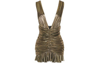 SAINT LAURENT Ruched Metallic Mini Dress
