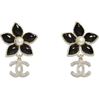 CHANEL Metal Earrings Women's Black