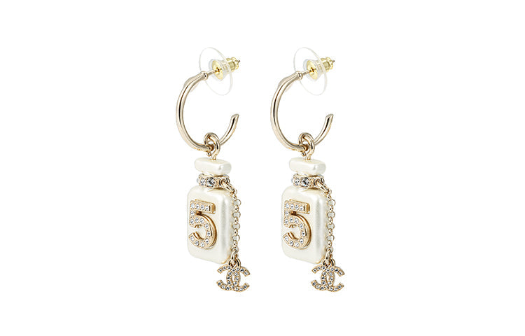 CHANEL Metal Earrings Women's White