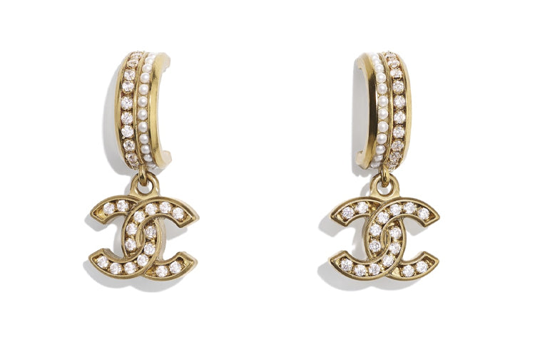 CHANEL Hoop Earrings Women's Gold