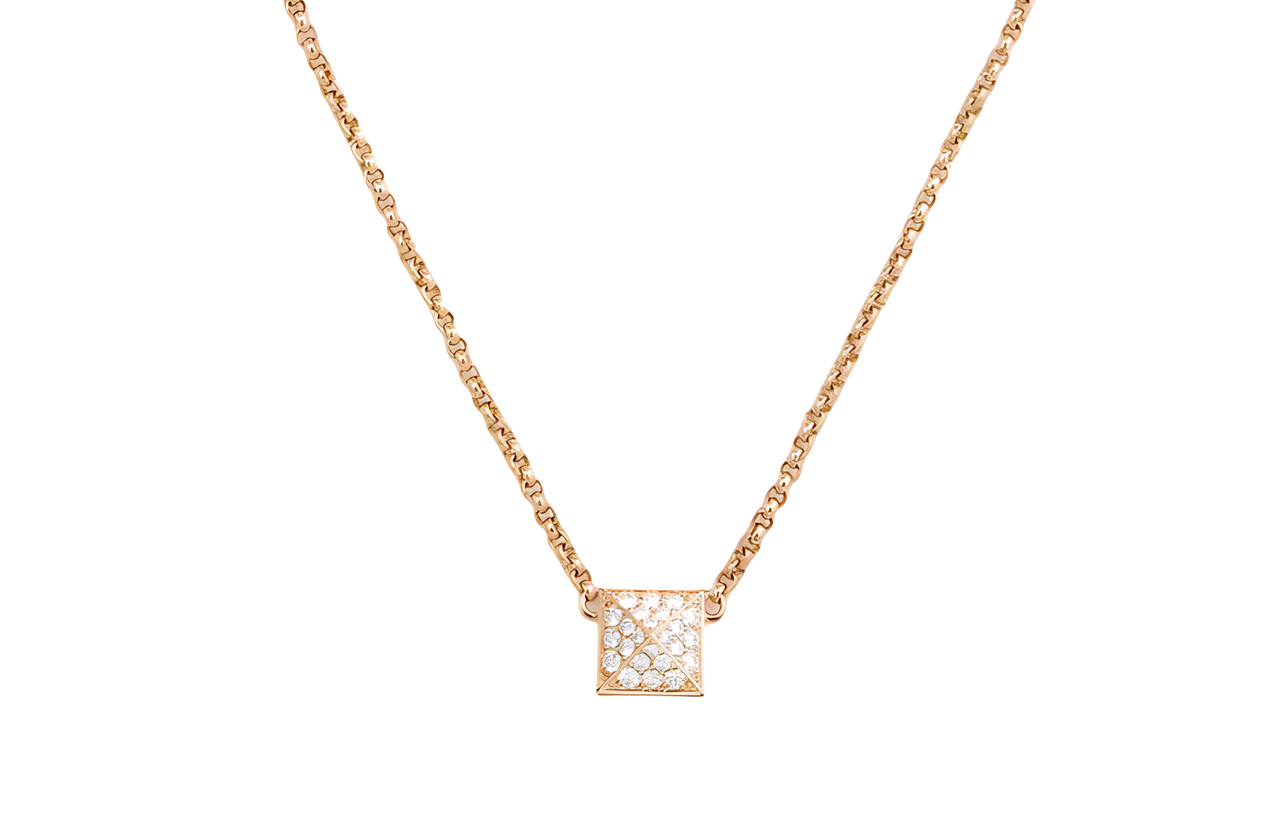 HERMES 18K Rose Gold Diamonds Necklaces Unisex Gold