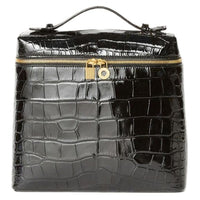 Loro Piana Small Crocodile Leather Backpack Women's Black