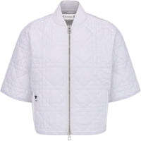 DIOR Large Cannage Pattern Short-Sleeved Navy Coat Jackets Coats Women's White