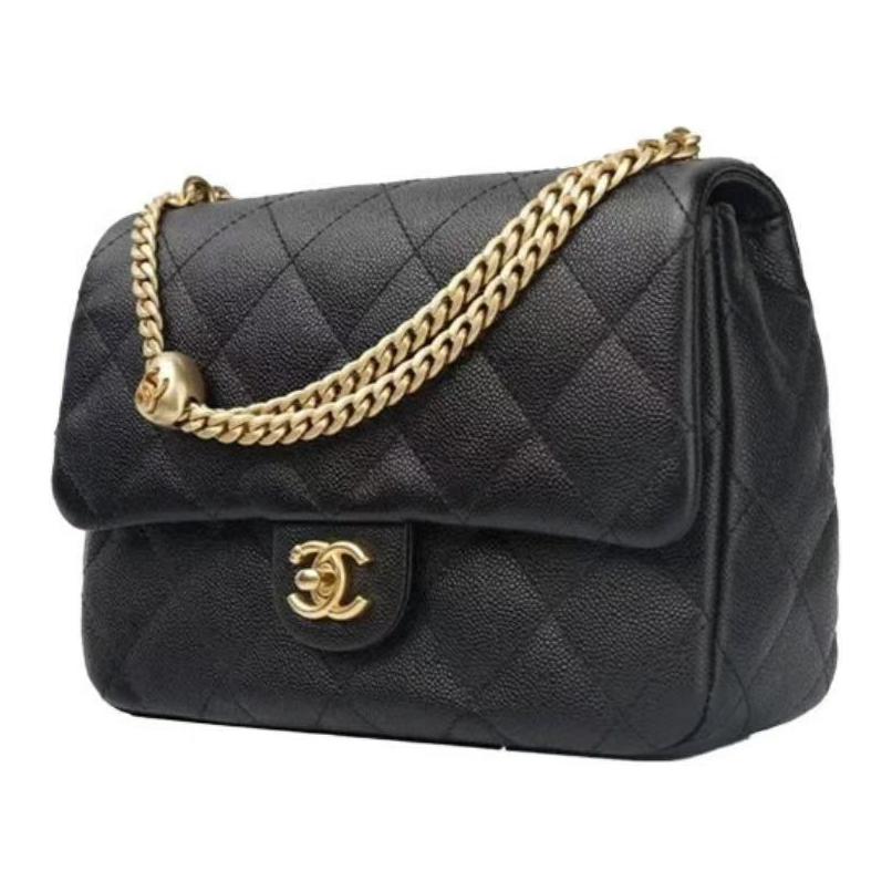 CHANEL Shiny Lambskin Crossbody Bag Shoulder Bag Women's Black