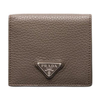 PRADA Leather Wallet Men's Bamboo Gray