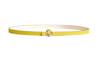 HERMES Double-Sided Pattern Decoration Smooth Buckle Leather Belts Women's Yellow Width: 1.3cm