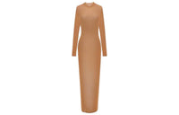 SAINT LAURENT SS23 Long Sleeved Dress Women's Camel