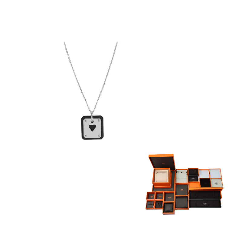 HERMES As De Coeur Metal Necklaces Unisex