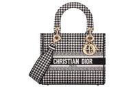 DIOR Lady D Lite Embroidery Lady Dior Bag, Crossbody Bag, Handbag Medium Size Women's Black/White
