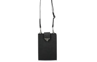 PRADA Leather Cell Phone Pouch Shoulder Bag Men's Black