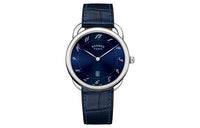 HERMES Arceau Collection Wrist Watch Quartz Movement Genuine Leather Strap 40mm Blue Dial Men's Watches W044824WW00