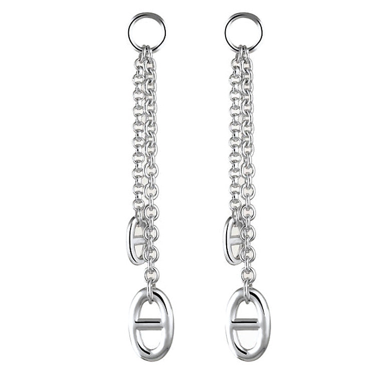 HERMES 925 Sterling Silver Earrings Women's Silver