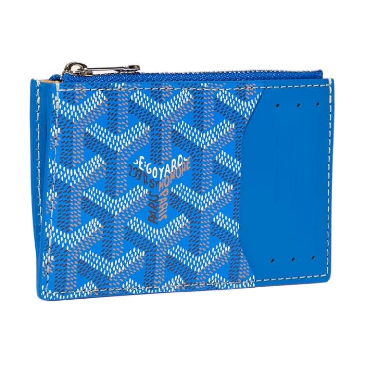 GOYARD Canvas With Calfskin Card Holder Unisex Blue